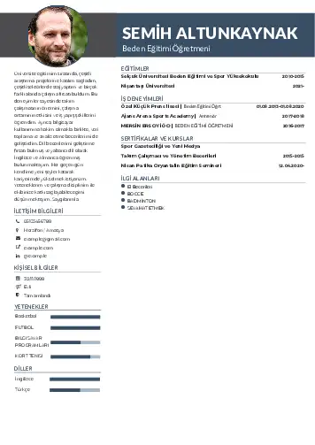 Beden Eğitimi Öğretmeni CV Örnekleri cv indir